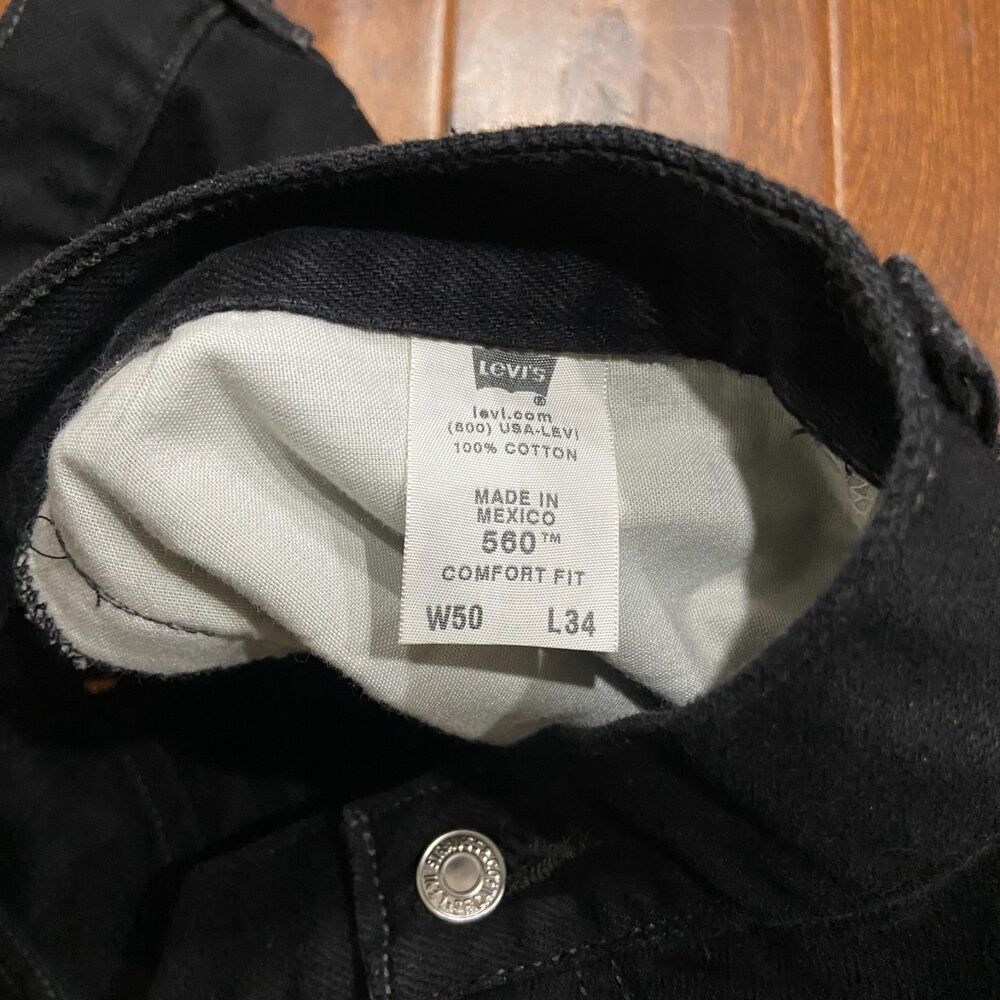 Levi's 560 Comfort Fit Relaxed Black Denim Jeans Big & Tall Mens Size 50 x 32 - Picture 6 of 10